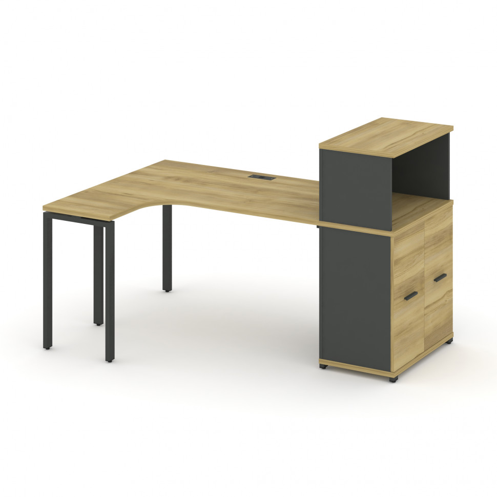 Concept Стол эргономичный с опорным распаш. шкафом с надставкой низ. CN.SA-213(L) A Дуб Винченцо/Ан Concept Стол эргономичный с опорным распаш. шкафом с надставкой низ. CN.SA-213(L) A Дуб Винченцо/Ан