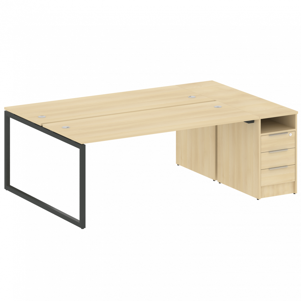 Metal System Quattro Рабочая станция с тумбой на О-образном м/к 40БО.РС-СТП-2.5 Акация Лорка/Металл