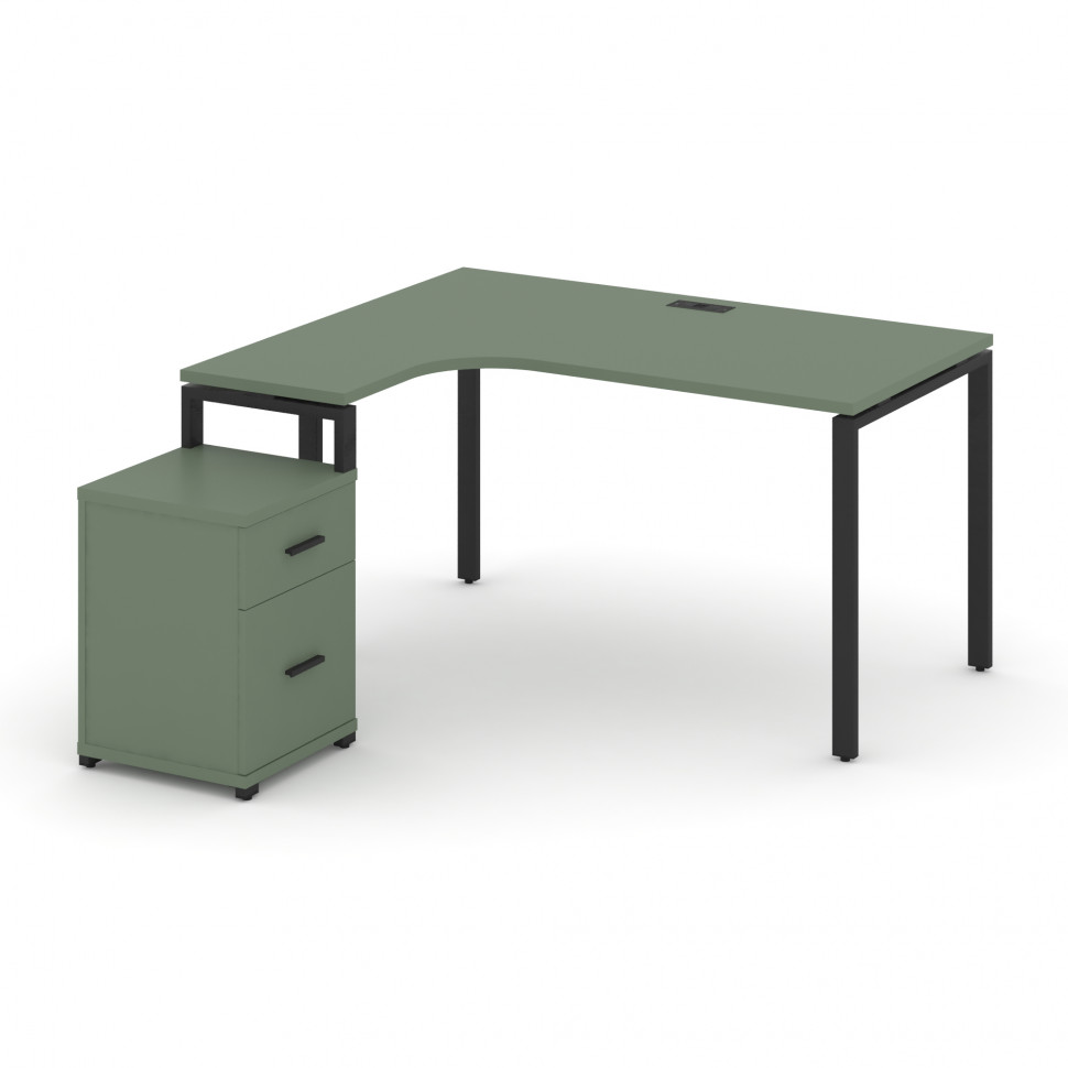 Concept Стол эргономичный с опорной тумбой CN.SA-308(L) B Кобо/Металл Черный 1580*1180/1546*750 Concept Стол эргономичный с опорной тумбой CN.SA-308(L) B Кобо/Металл Черный 1580*1180/1546*750