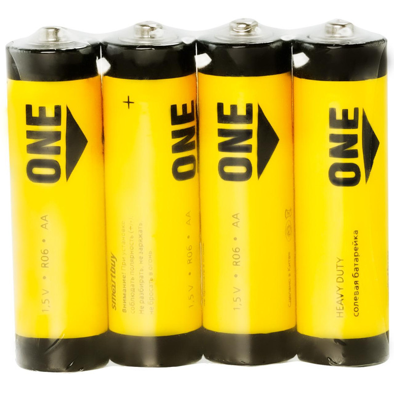 Батарейка Smartbuy AA солевая ONE R6/4S (60/600) (SOBZ-2A04S-Eco) 4шт/уп