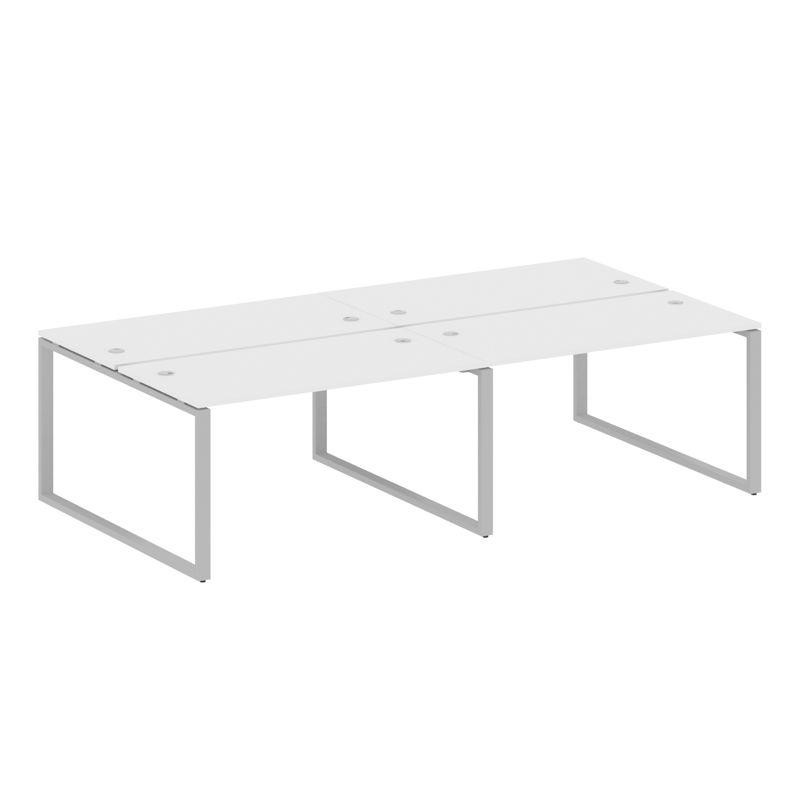 Metal System Рабочая станция на 4 места на О-образном м/к БО.СМ-4.3 Белый/Металл Серый 2800*1475*750