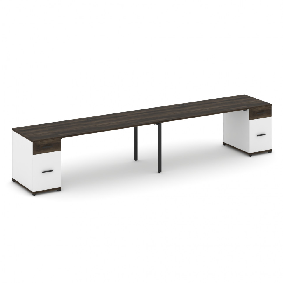 Concept Рабочая станция 2 места с 2 опорными тумбами CN.ORS-416 B Дуб Мали/Белый Бриллиант/Металл Че