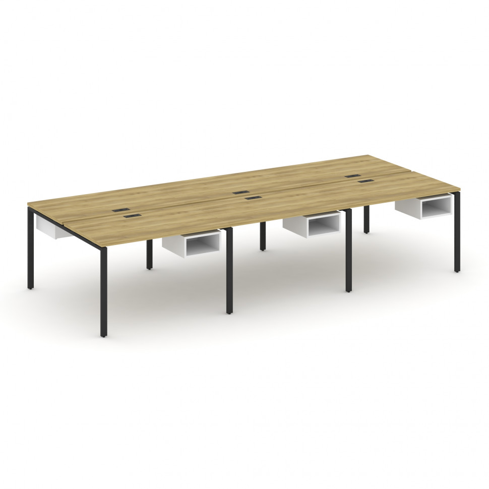 Concept Рабочая станция двухсторонняя с подвес. тумбами на 6 мест CN.DRS-143 Дуб Винченцо/Белый Брил