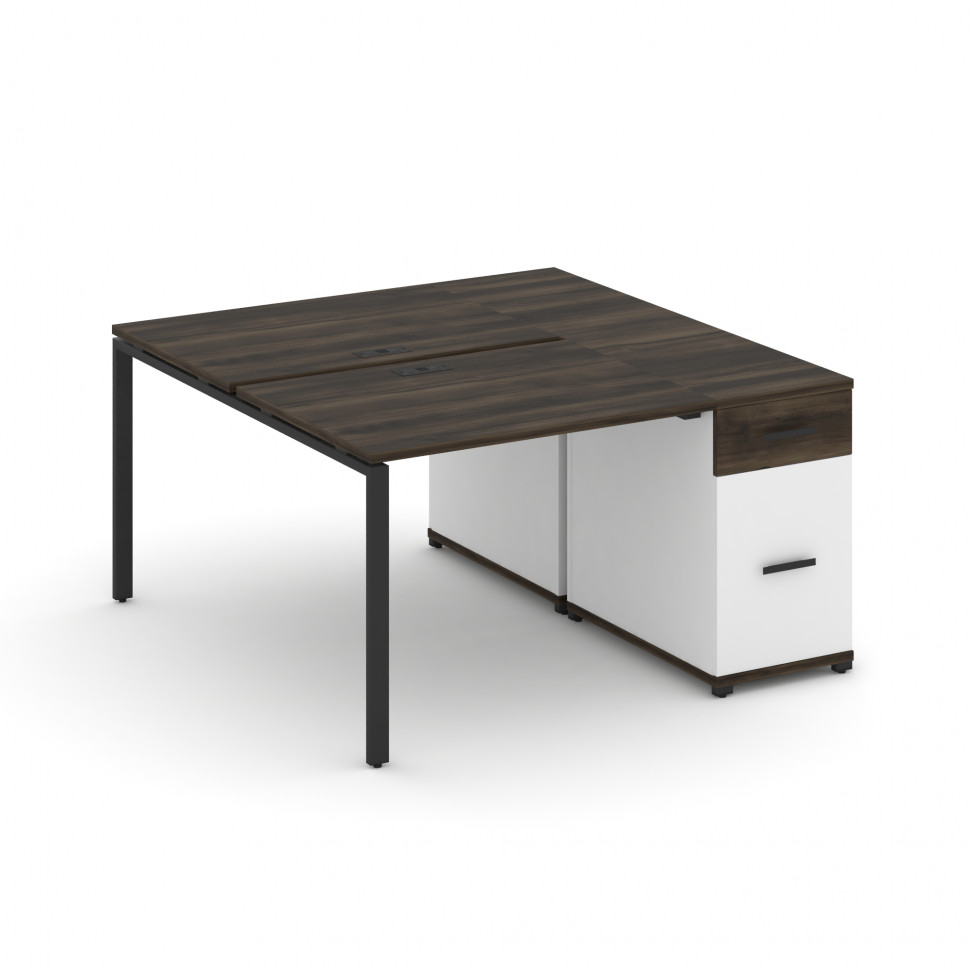 Concept Рабочая станция с 1 опорной тумбой CN.DRS-405 B Дуб Мали/Белый Бриллиант/Металл Черный 1400*