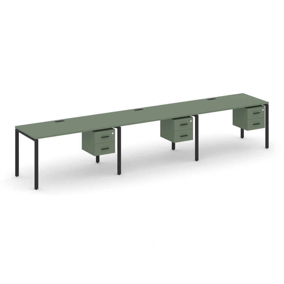 Concept Рабочая станция односторонняя с подвес. тумбами 3 места CN.ORS-134 B Кобо/Металл Черный 3540