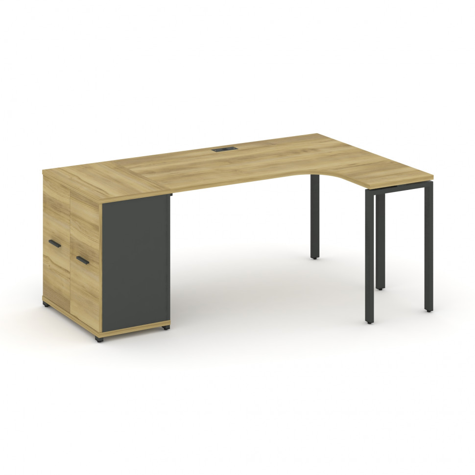 Concept Стол эргономичный с опорным распаш. шкафом CN.SA-210(R) A Дуб Винченцо/Антрацит/Металл Антра