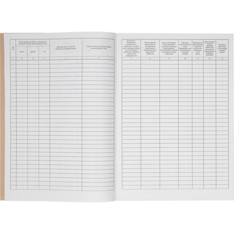 Книга учета движения трудовых книжек и вклад. в них