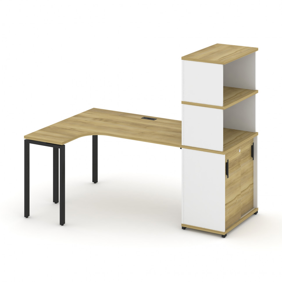 Concept Стол эргономичный с опорным шкафом-купе с надставкой выс.  CN.SA-221(L) B Дуб Винченцо/Белый