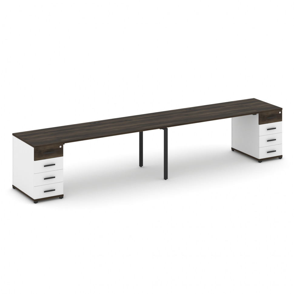 Concept Рабочая станция 2 места с 2 опорными тумбами CN.ORS-412 B Дуб Мали/Белый Бриллиант/Металл Че