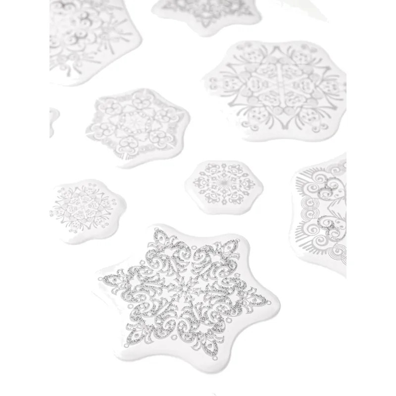 Наклейка Новогодняя на окно Ледяные узоры, 25x14,4см  НУ-7033