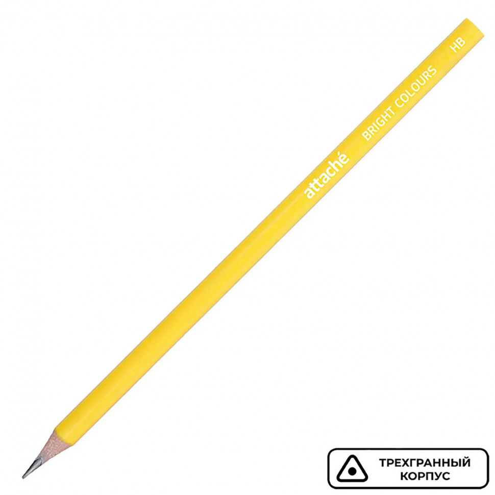Карандаш чернографитный трехгр, Attache Bright colors, HB, желтый корпус