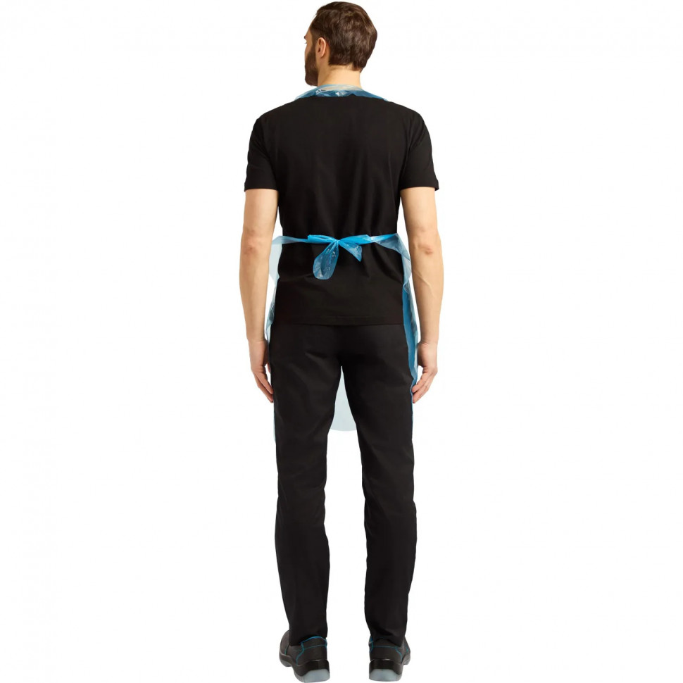 Фартук одноразовый ПНД 68x110см голубой 6мкр 100шт/уп