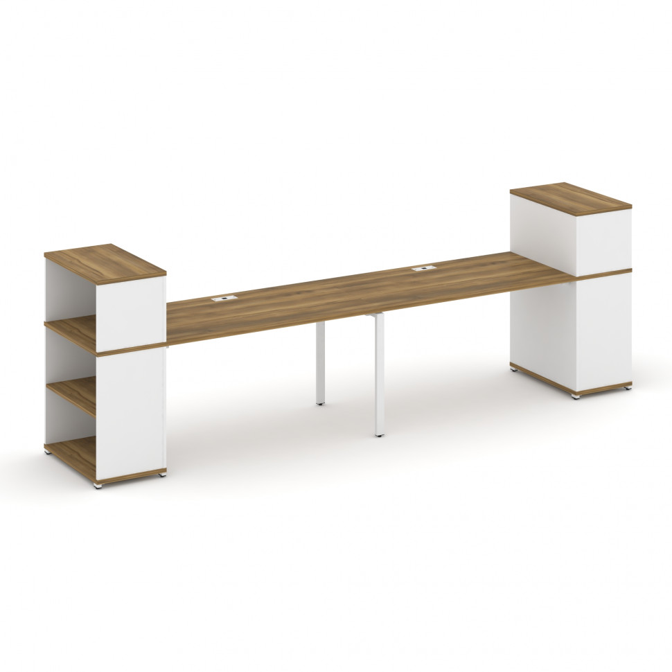 Concept Рабочая станция с опорными стеллажами с надставкой низ. CN.ORS-211 Сандал Янтарный/Белый Бри