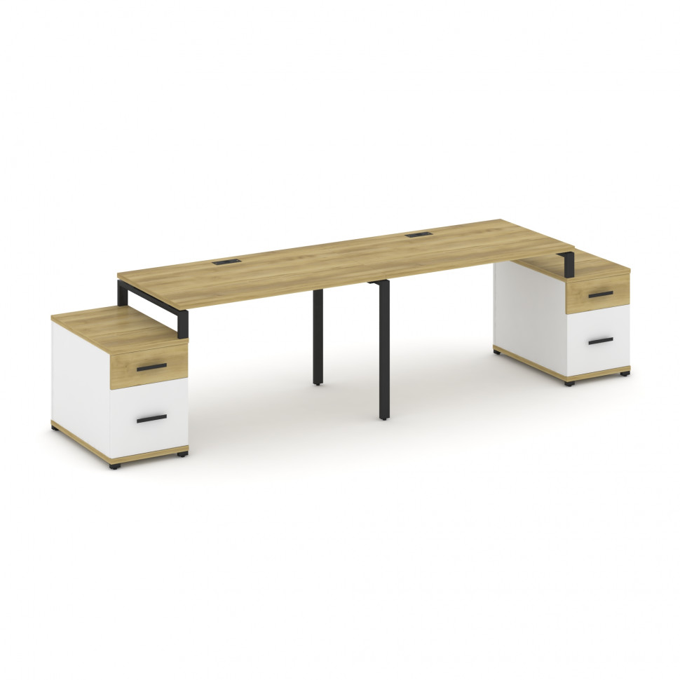 Concept Рабочая станция 2 места с 2 опорными тумбами CN.ORS-322 B Дуб Винченцо/Белый Бриллиант/Метал Concept Рабочая станция 2 места с 2 опорными тумбами CN.ORS-322 B Дуб Винченцо/Белый Бриллиант/Метал