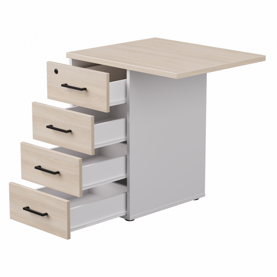 Тумба приставная Everprof EVO (ЭВО) с топом 710х600x755 Белый/Дуб Соната