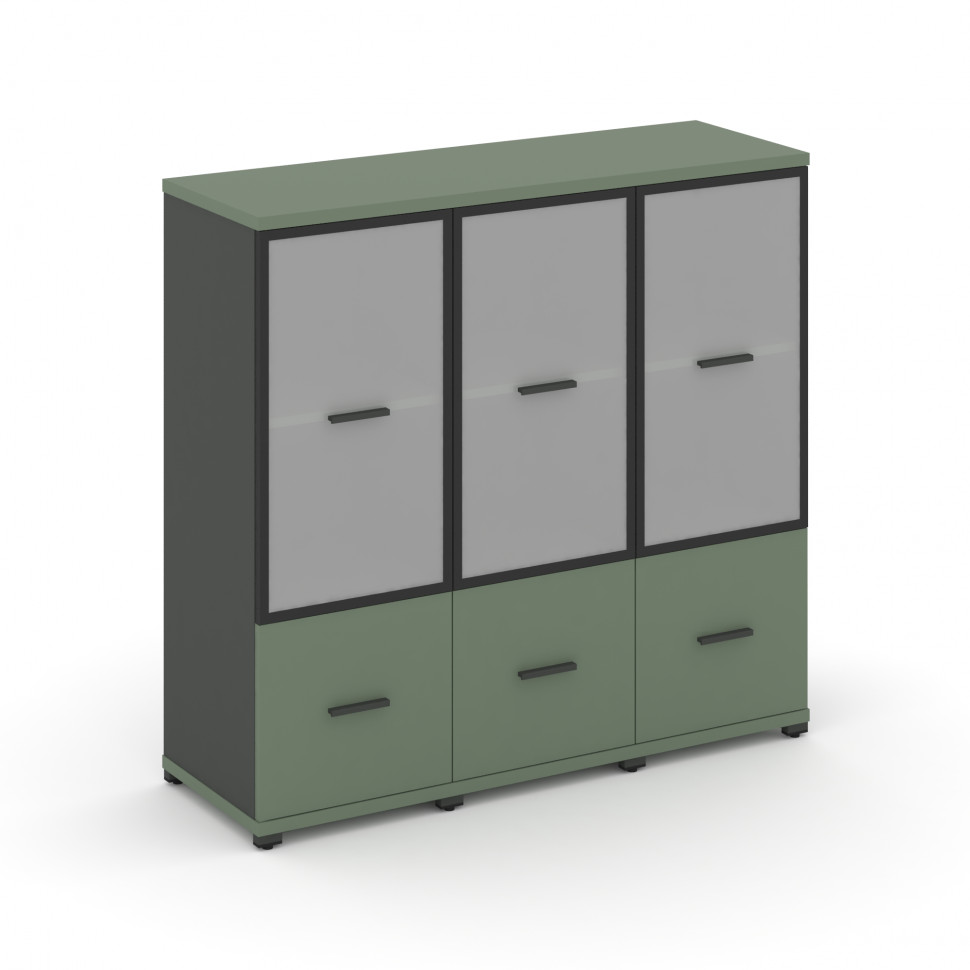 Concept Шкаф 3 узкие секции, 3 ниши CN.STU-332 RMB A Кобо/Антрацит/Металл Антрацит/Сатин 1252*420*11