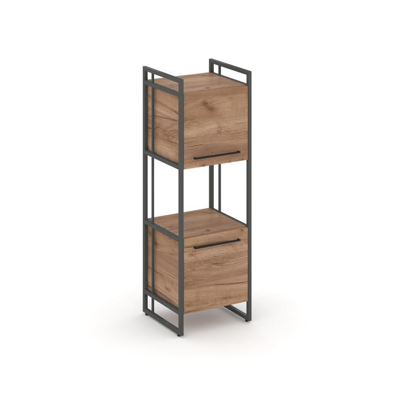 Rift Шкаф 3 ниши узкий RF.SU-33 (U) Дуб Табак/Металл Антрацит/Черный Ручки 420*396*1286