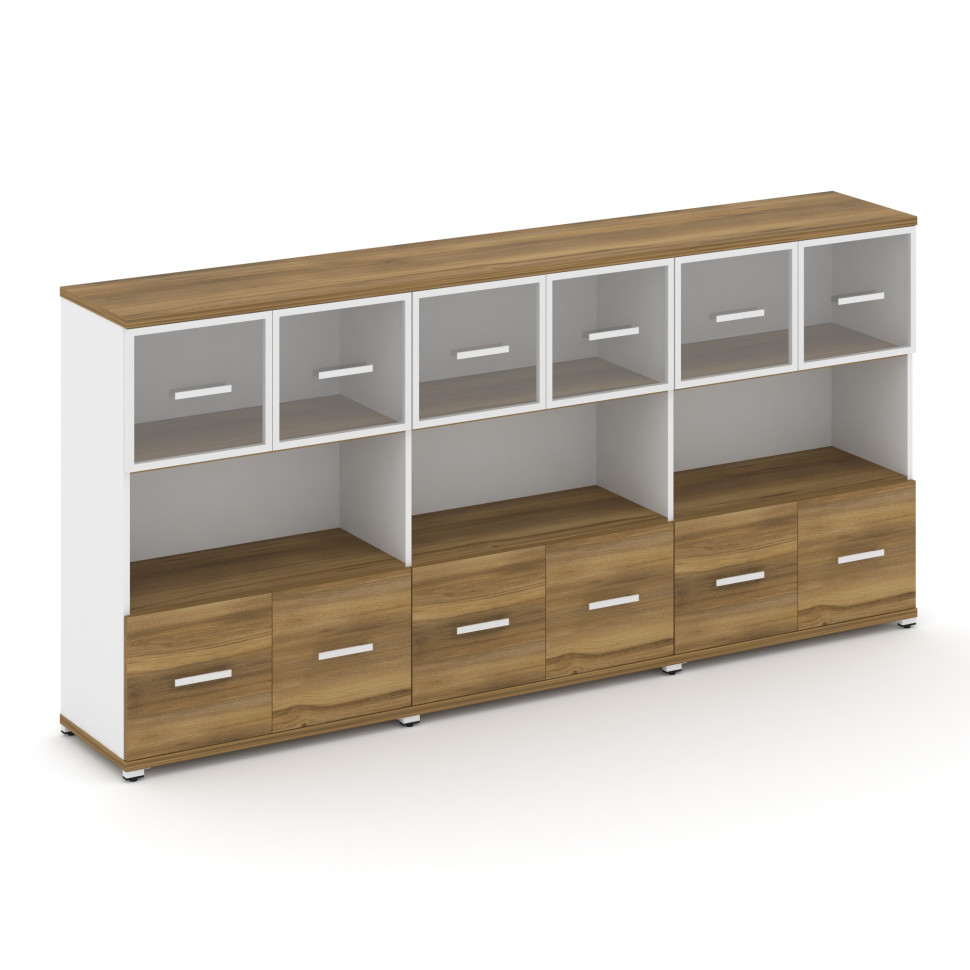 Concept Шкаф 3 широкие секции, 3 ниши CN.STS-335 RPW W Сандал Янтарный/Белый Бриллиант/Металл Белый/