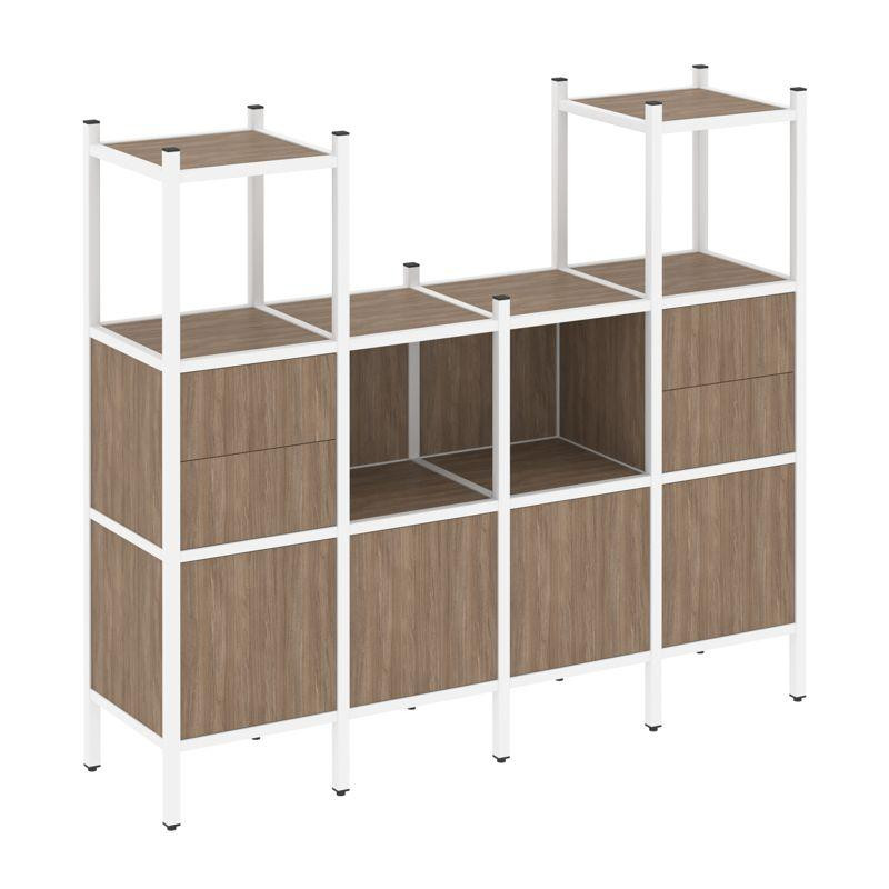 Loft Прямой стеллаж VR.L-14 Дуб Аризона/Металл Белый 1694*446*1458 Loft Прямой стеллаж VR.L-14 Дуб Аризона/Металл Белый 1694*446*1458