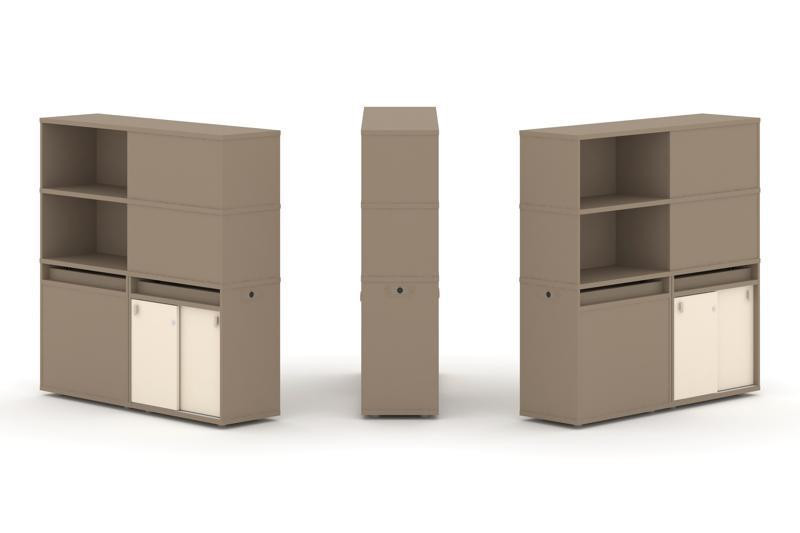 Estetica Набор №21. Тумба двойная+высокая надставка ES.NB.2V-21 Латте/Сатин 1500*410*1520