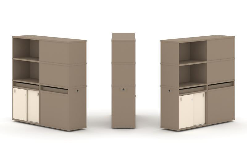 Estetica Набор №21. Тумба двойная+высокая надставка ES.NB.2V-21 Латте/Сатин 1500*410*1520