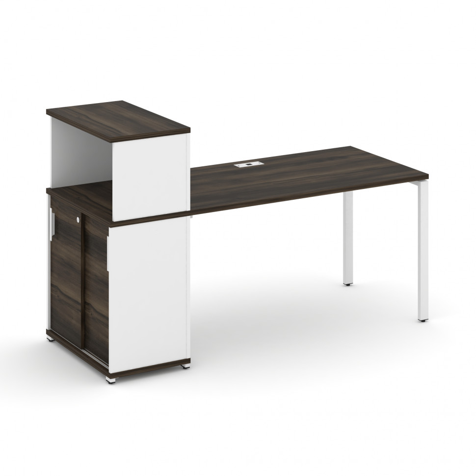 Concept Стол рабочий с опорным шкафом-купе с надставкой низ. CN.SP-239 W Дуб Мали/Белый Бриллиант/Ме