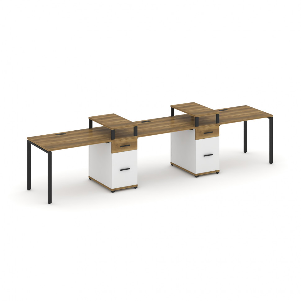 Concept Рабочая станция 3 места с 2 опорными тумбами CN.ORS-453 B Сандал Янтарный/Белый Бриллиант/Ме