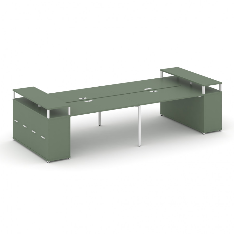 Concept Рабочая станция с опорными распаш. шкафами с верх. горизонтами  CN.DRS-267 W Кобо/Металл Бел