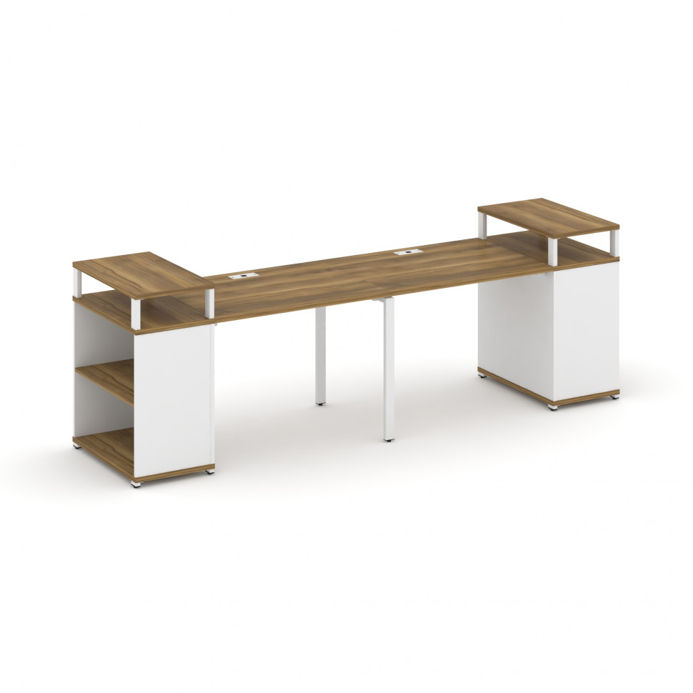 Concept Рабочая станция с опорными стеллажами с верх. горизонтами CN.ORS-205 Сандал Янтарный/Белый Б