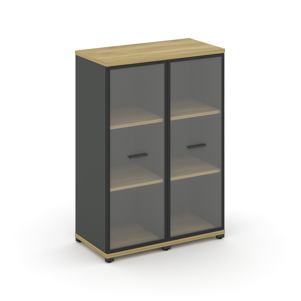 Concept Шкаф 2 узкие секции, 3 ниши CN.STU-326 RPB A Дуб Винченцо/Антрацит/Металл Антрацит/Прозрачны