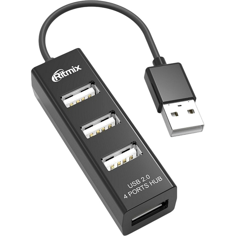 Разветвитель USB Ritmix CR-2402 black (USB хаб) 4 порта USB (15119265) Разветвитель USB Ritmix CR-2402 black (USB хаб) 4 порта USB (15119265)
