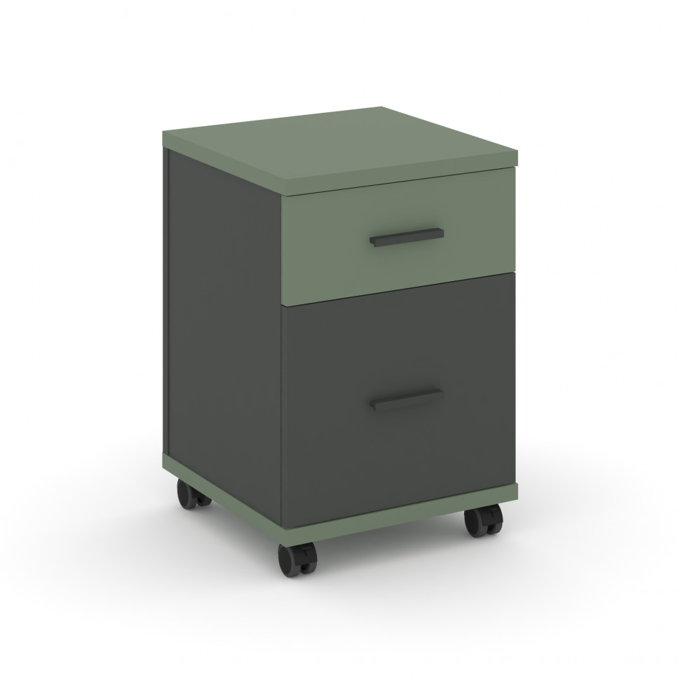 Concept Тумба мобильная 1 ящ.+1 распаш. фасад CN.TUM-009 A Кобо/Антрацит/Металл Антрацит 420*420*615