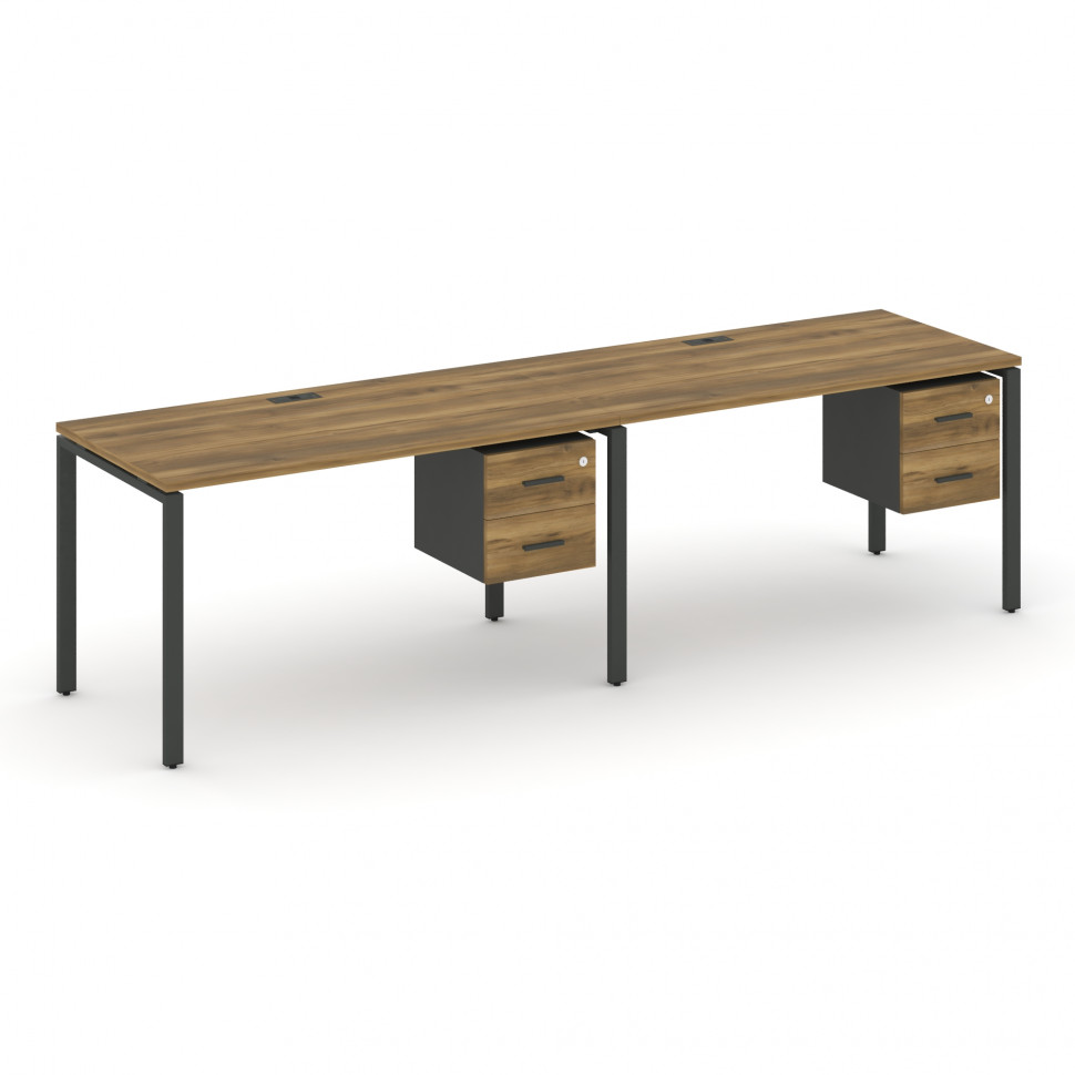 Concept Рабочая станция односторонняя с подвес. тумбами 2 места CN.ORS-113 A Сандал Янтарный/Антраци