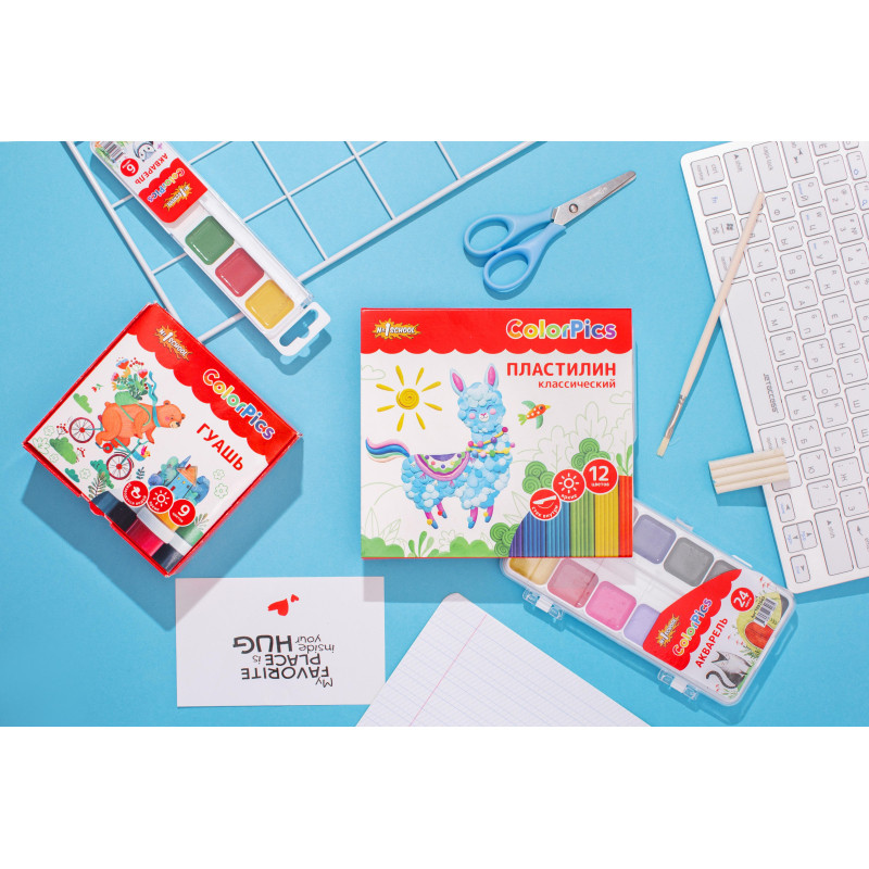 Пластилин классический №1 School ColorPics набор 12цв 240г, со стеком