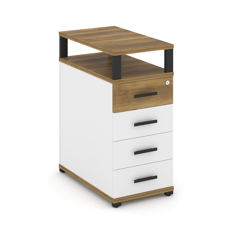 Concept Тумба опорная/приставная 4 ящ. с надставкой CN.TGO-003 B Сандал Янтарный/Белый Бриллиант/Мет Concept Тумба опорная/приставная 4 ящ. с надставкой CN.TGO-003 B Сандал Янтарный/Белый Бриллиант/Мет