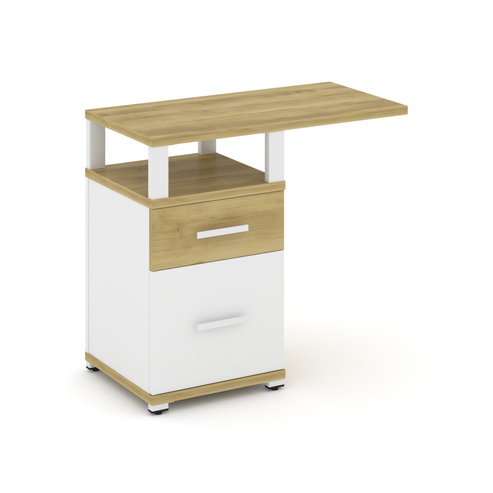 Concept Тумба приставная узкая 1 ящ.+1 распаш. фасад с надставкой широкой CN.TUS-004 W Дуб Винченцо/