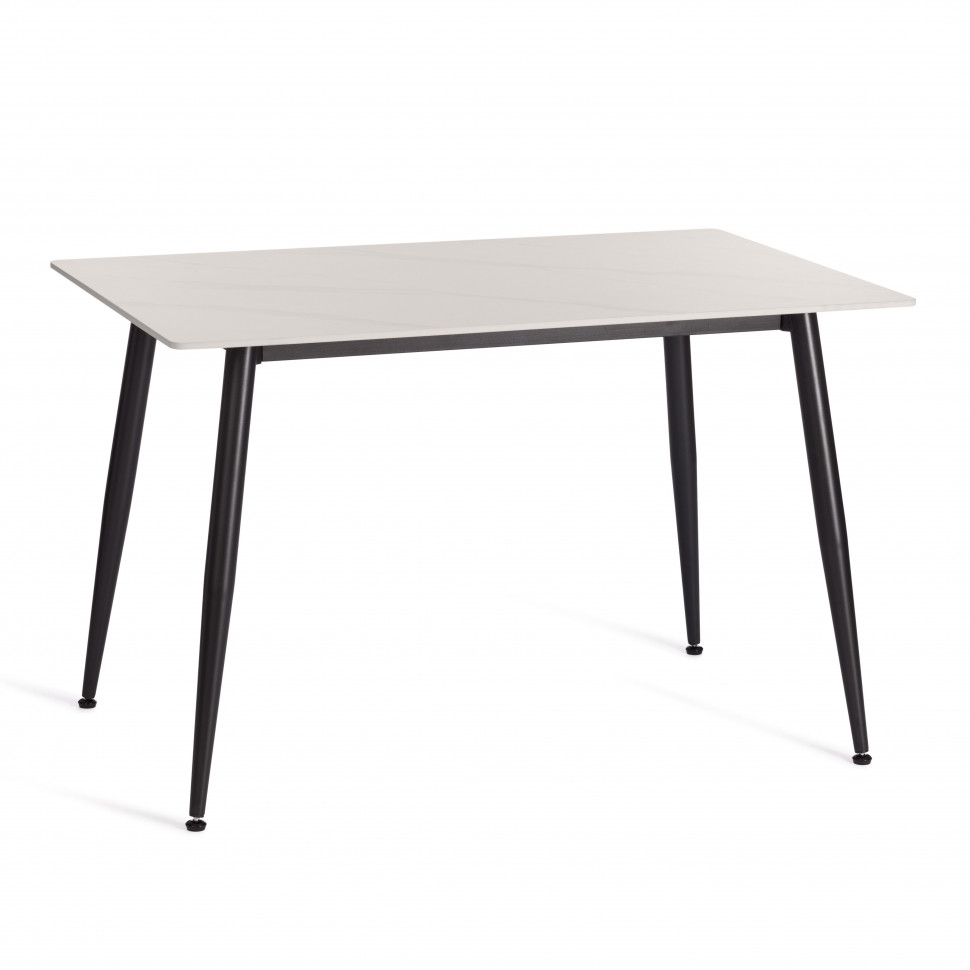Стол обеденный Austen/Остин столешница керамика (матовая) /опоры металл, белый/черный, 120x80x75(+1) см