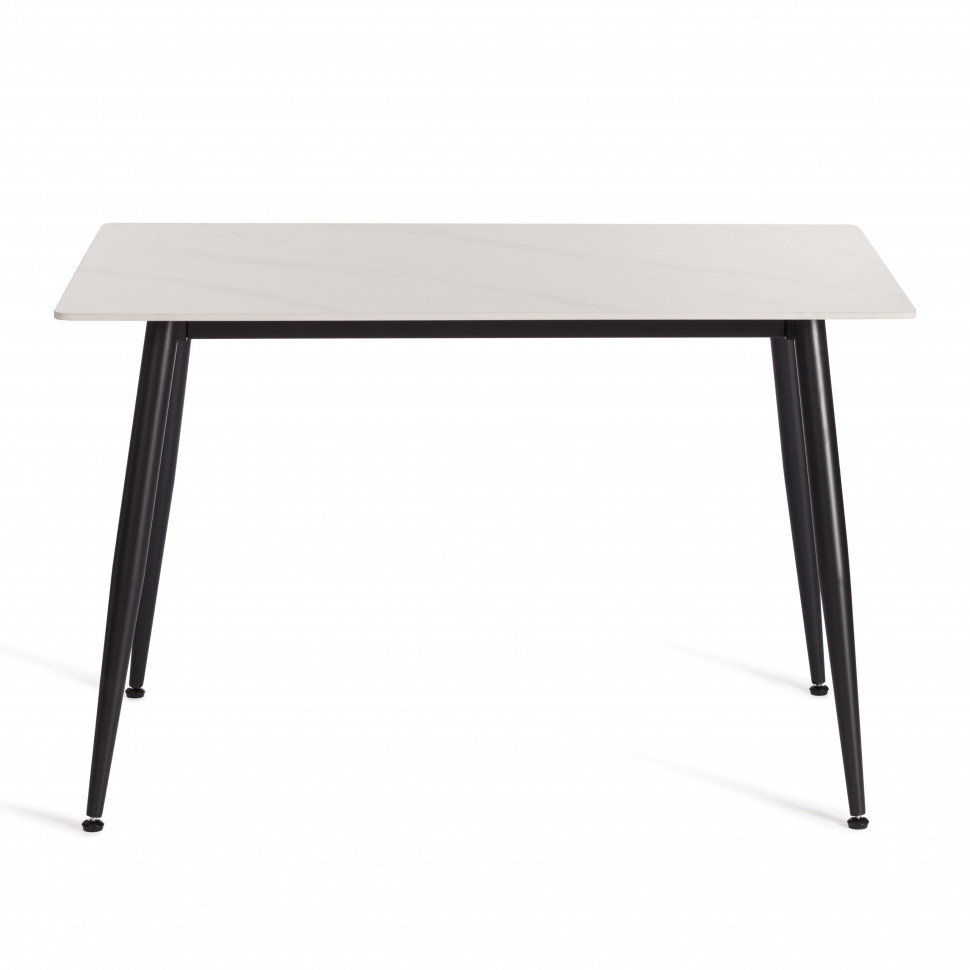 Стол обеденный Austen/Остин столешница керамика (матовая) /опоры металл, белый/черный, 120x80x75(+1) см