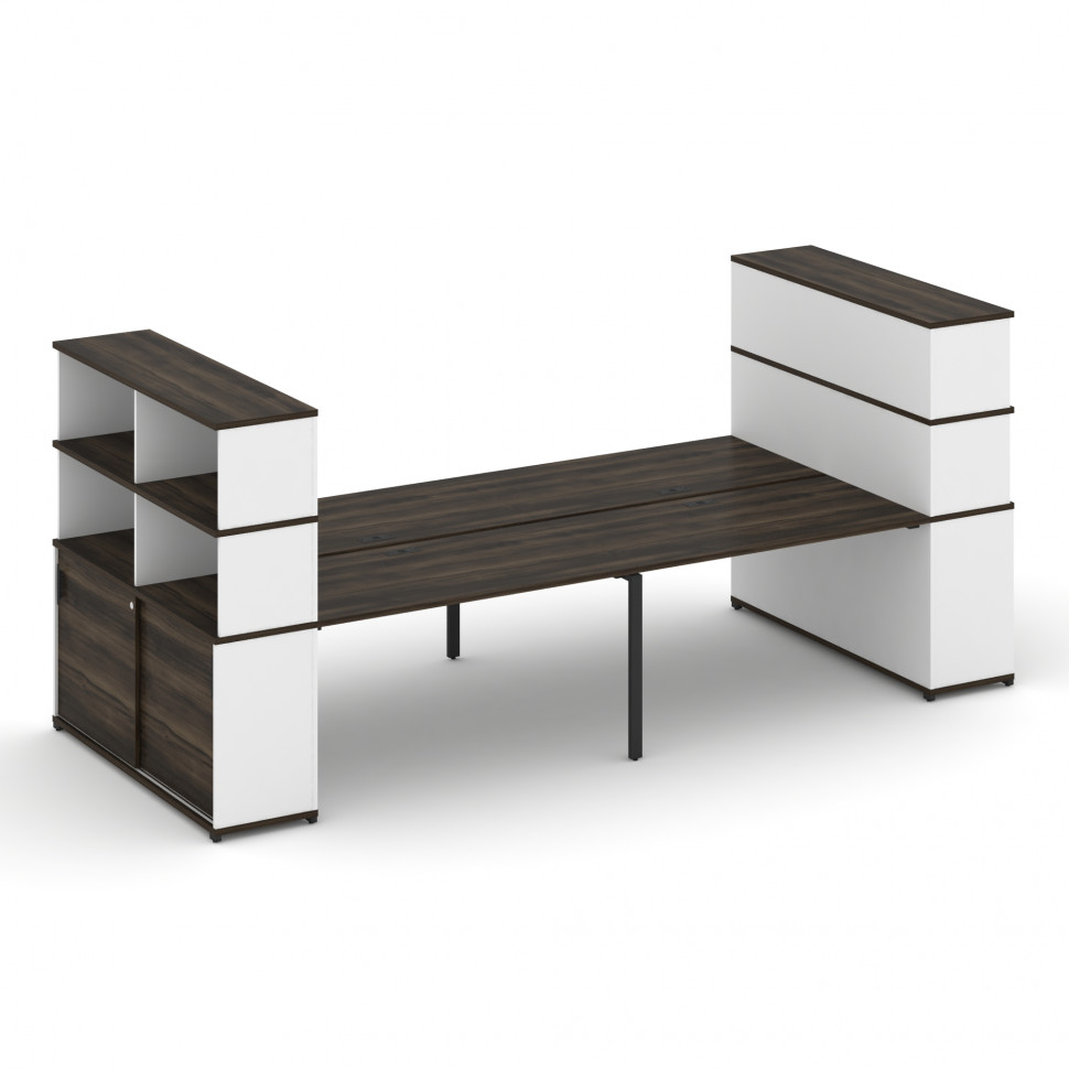 Concept Рабочая станция с опорными шкафами-купе с надставкой выс. CN.DRS-287 B Дуб Мали/Белый Брилли