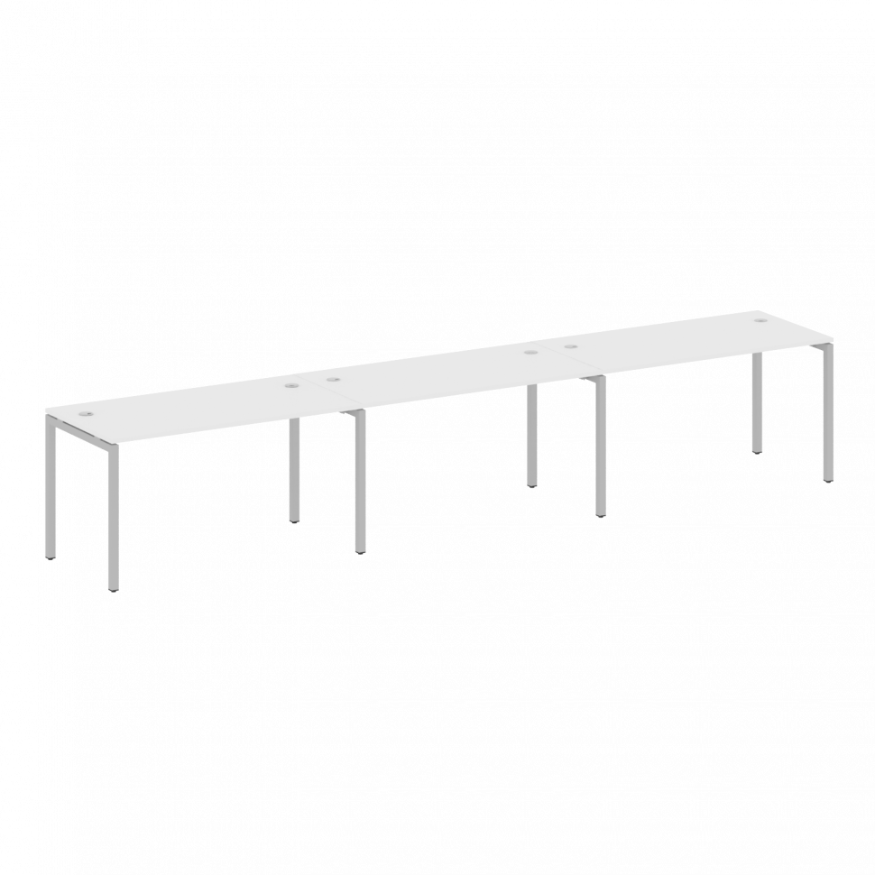 Metal System Quattro Рабочая станция на 3 места на П-образном м/к 40БП.СМ-3.3 Белый/Металл Серый 420