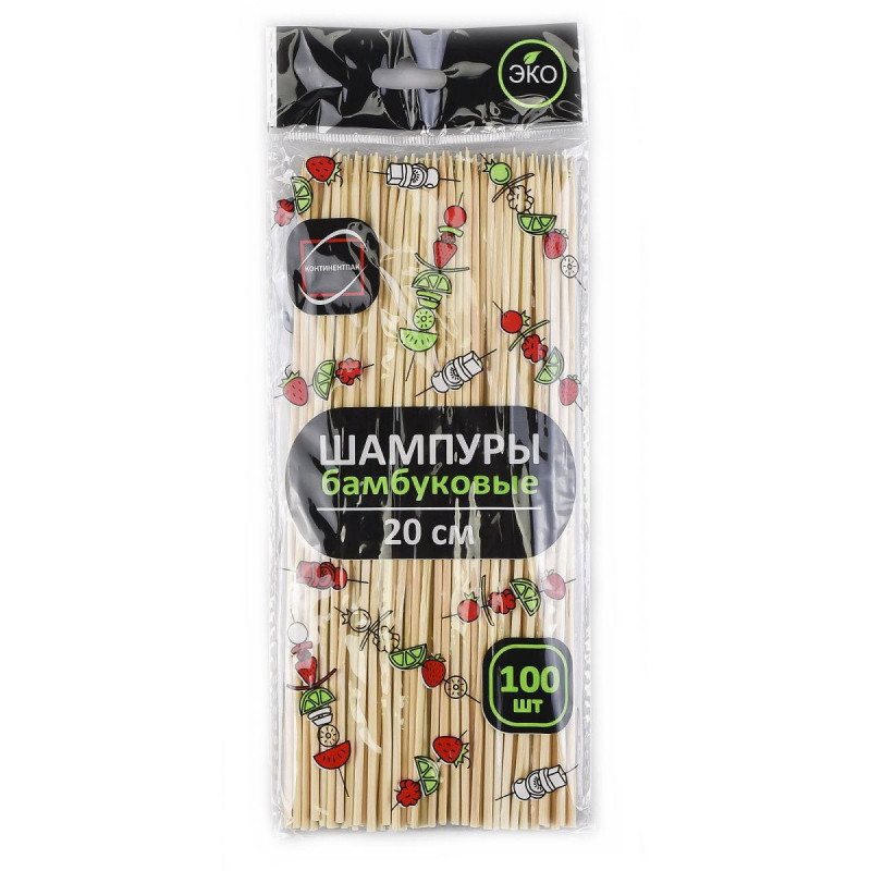 Набор шампуров для шашлыка, 20см, бамбук, 100шт/уп (107948)