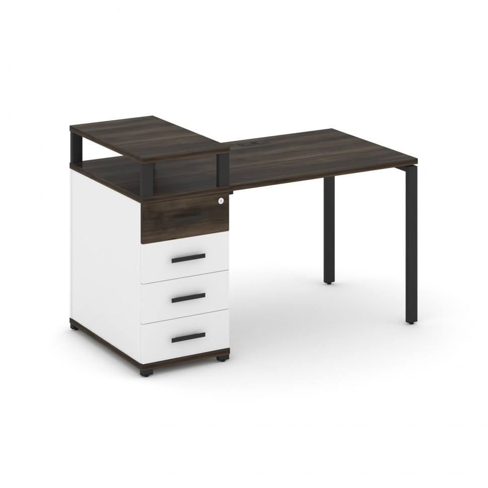 Concept Стол рабочий с 1 опорной тумбой CN.SP-409 B Дуб Мали/Белый Бриллиант/Металл Черный 1400*720* Concept Стол рабочий с 1 опорной тумбой CN.SP-409 B Дуб Мали/Белый Бриллиант/Металл Черный 1400*720*