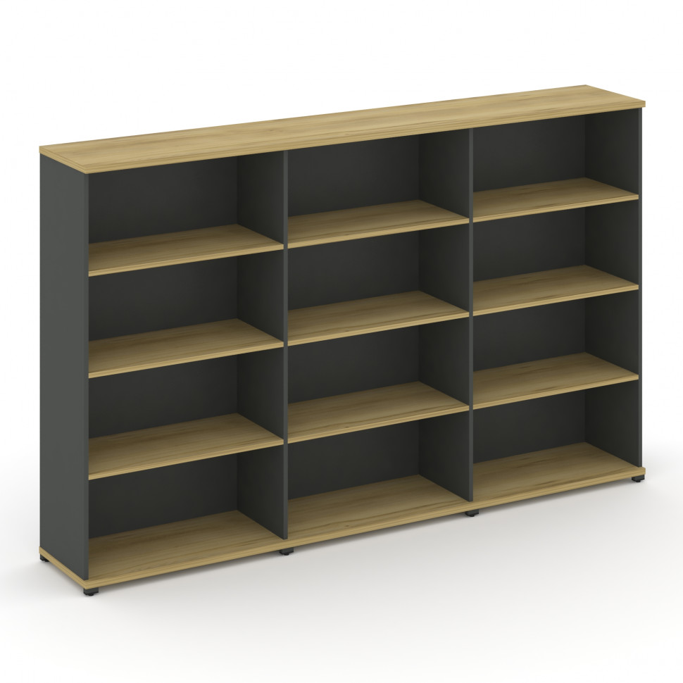 Concept Стеллаж 3 широкие секции, 4 ниши CN.STS-430 Дуб Винченцо/Антрацит/Металл Антрацит 2500*420*1