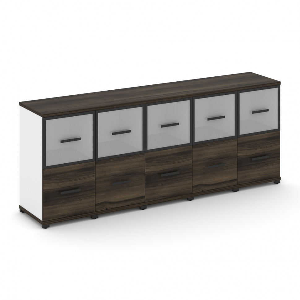 Concept Шкаф 5 узких секций, 2 ниши CN.STU-252 RMB B Дуб Мали/Белый Бриллиант/Металл Черный/Сатин 20