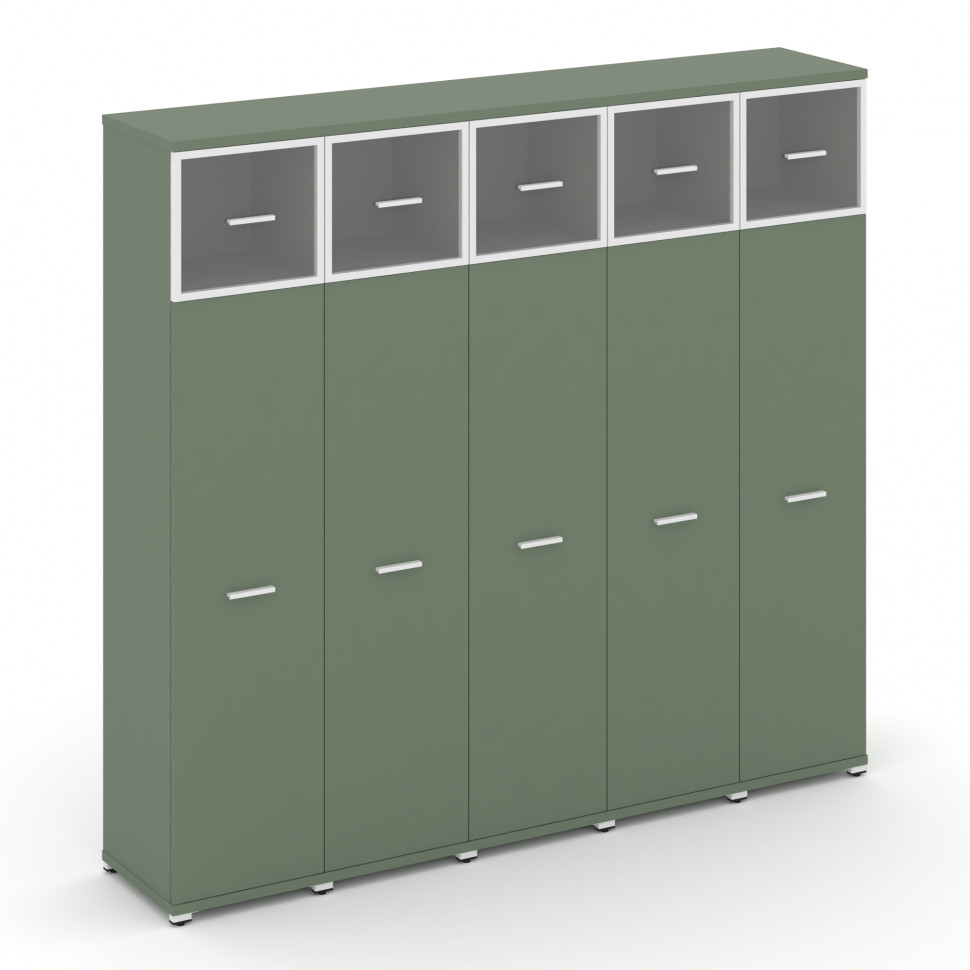 Concept Шкаф 5 узких секций, 5 ниш CN.STU-557 RPW W Кобо/Металл Белый/Прозрачный 2084*420*1922