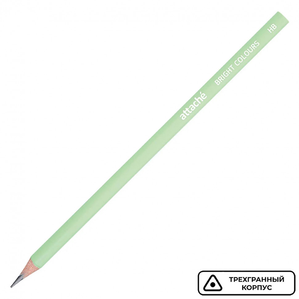 Карандаш чернографитный трехгр, Attache Bright colors, HB, зеленый корпус