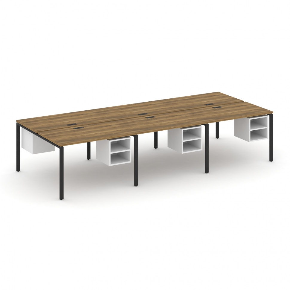 Concept Рабочая станция двухсторонняя с подвес. тумбами на 6 мест CN.DRS-146 Сандал Янтарный/Белый Б