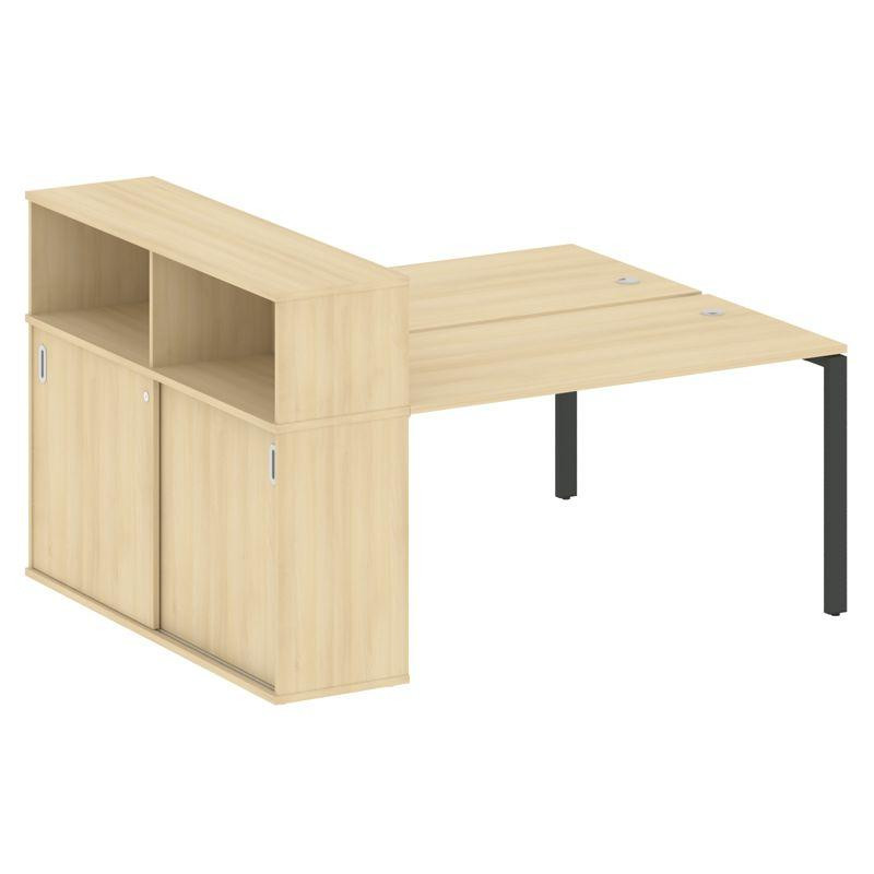 Metal System Рабочая станция с шкафом-купе на П-образном м/к БП.РС-СШК-2.3 Т Акация Лорка/Металл Ант