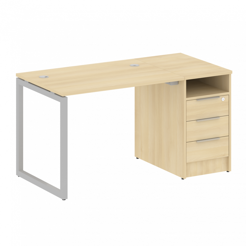 Metal System Quattro Рабочая станция с тумбой на О-образном м/к 40БО.РС-СТП-1.1 Акация Лорка/Металл