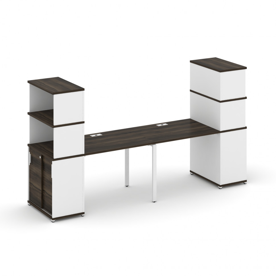 Concept Рабочая станция с опорными шкафом-купе с надставкой выс. CN.ORS-241 W Дуб Мали/Белый Бриллиа